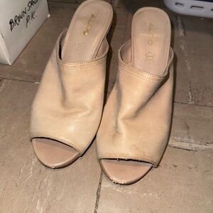 ALDO Beige Open-Toe Slip-On Mule